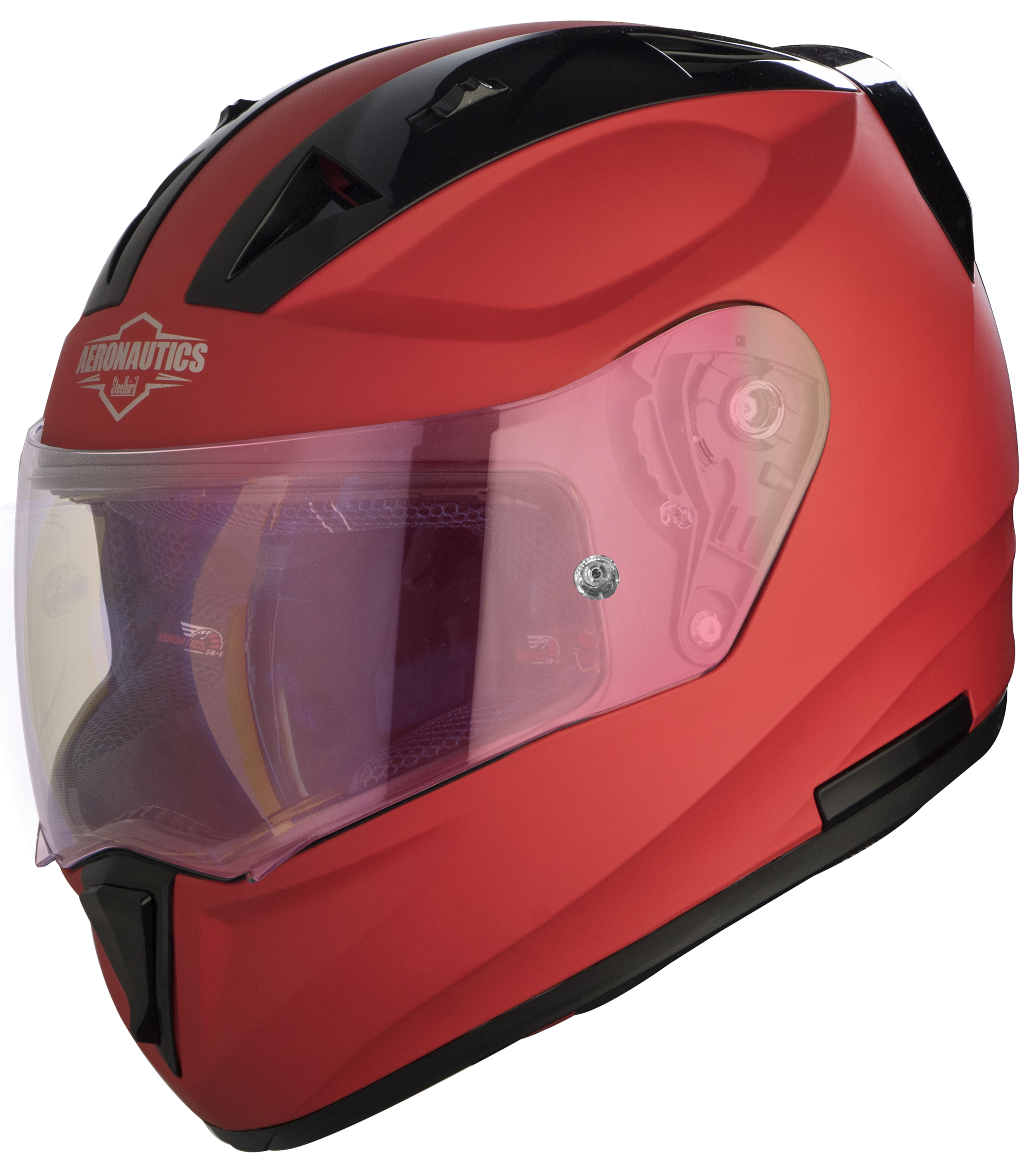 SA-1 Aeronautics Mat Sports Red With Anti-Fog Shield Gold Night Vision Visor